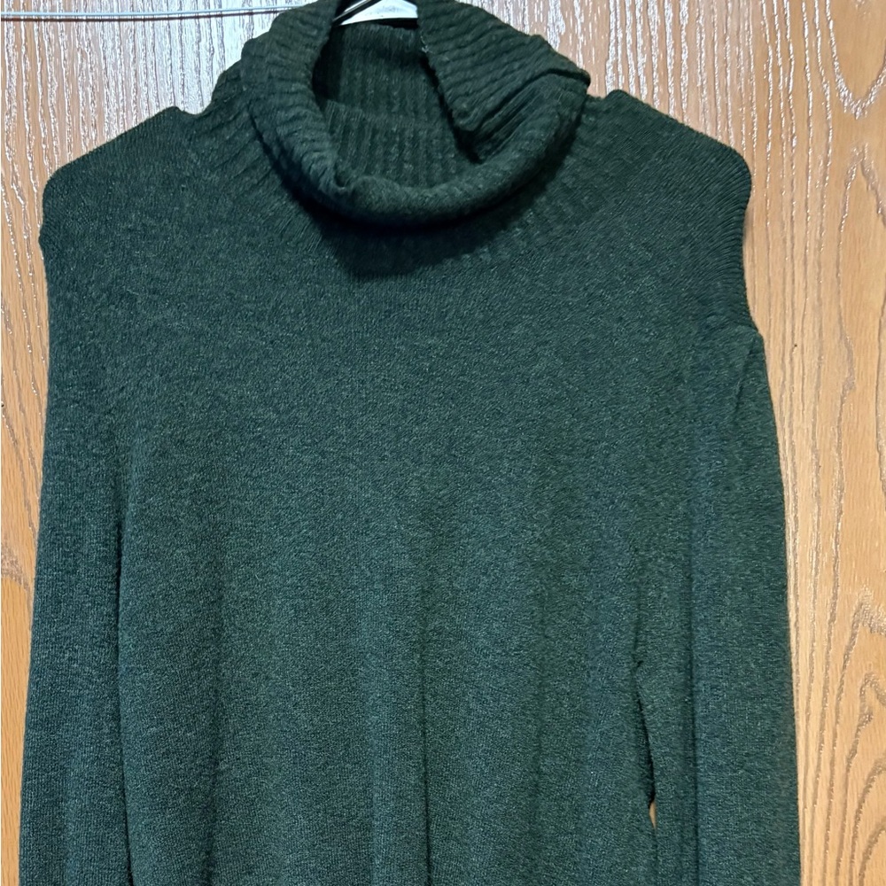 NWOT Women’s J. Crew Dark Green Turtleneck Long Cuffed Sweater Sz Md